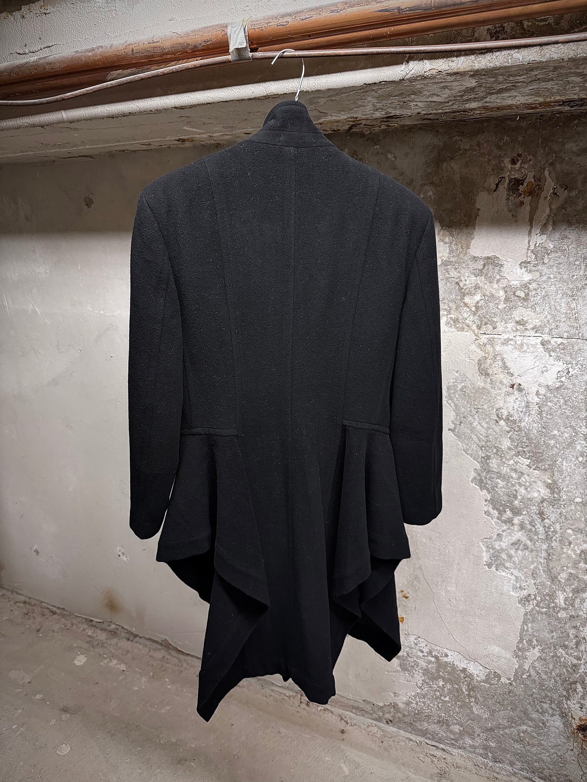 COMME des GARÇONS Late 80s Asymmetric Wool Victorian Tailcoat detail | DRIEW GARMENTS
