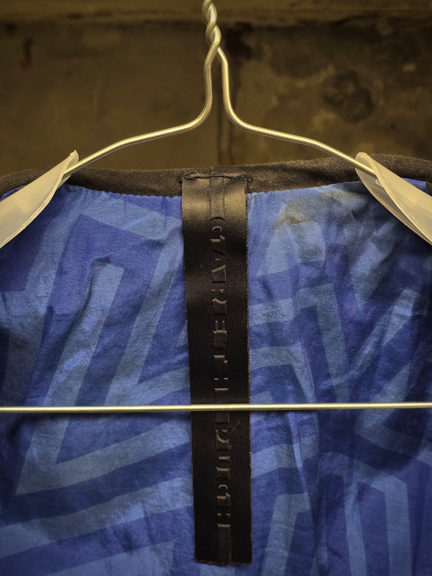 Gareth Pugh Early 00s Asymmetric Zip Mock Neck Denim Jacket