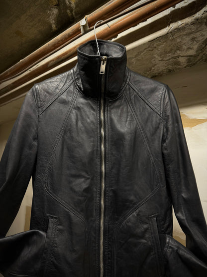 Rick Owens AW13 "PLINTH" High Neck Intarsia Calf Leather Jacket detail | DRIEW GARMENTS