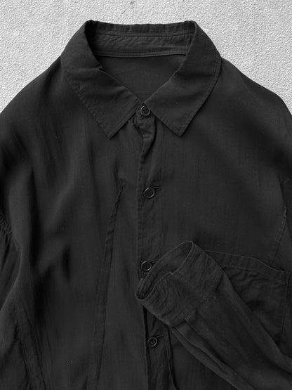 Yohji Yamamoto POUR HOMME SS22 Darted Cellulose Button-up Shirt detail | DRIEW GARMENTS