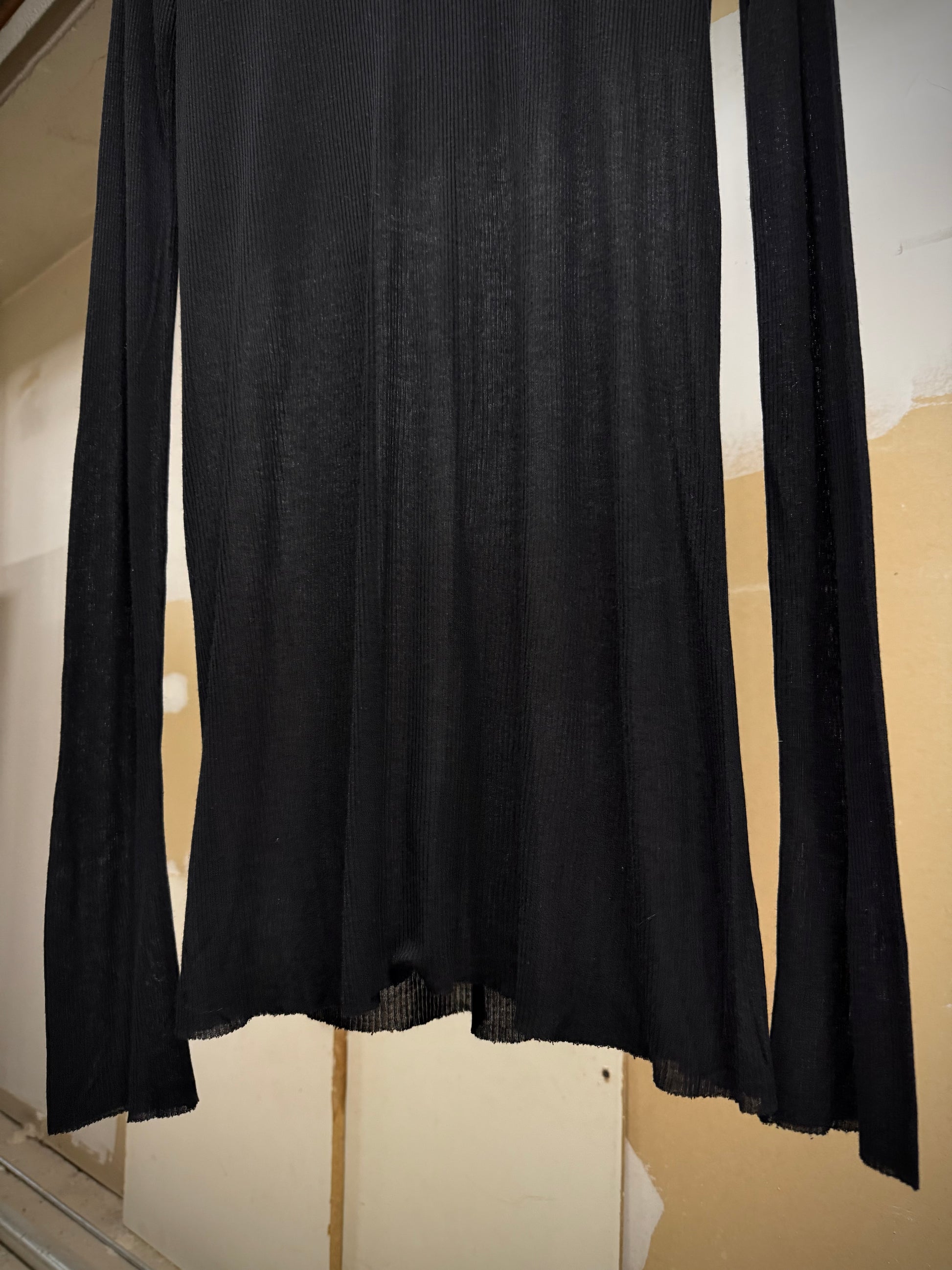 Rick Owens AW24 "PORTERVILLE" Black Sheer Ribbed Long-sleeves detail | DRIEW GARMENTS