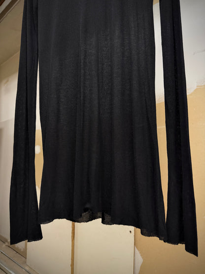 Rick Owens AW24 "PORTERVILLE" Black Sheer Ribbed Long-sleeves detail | DRIEW GARMENTS
