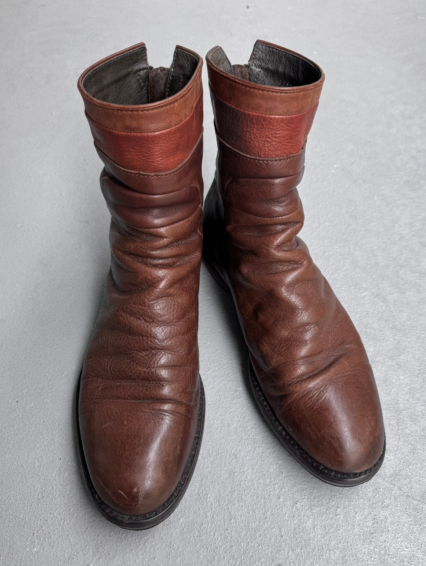 alfredoBANNISTER Early 00s Wrinkle Leather Back-zip Boots