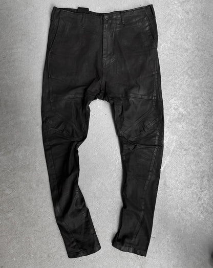 Julius_7 AW16-17 “beast;” Waxed Geometry Paneling Cut Skinny Denim