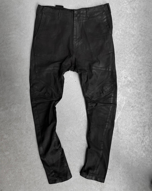 Julius_7 AW16-17 “beast;” Waxed Geometry Paneling Cut Skinny Denim