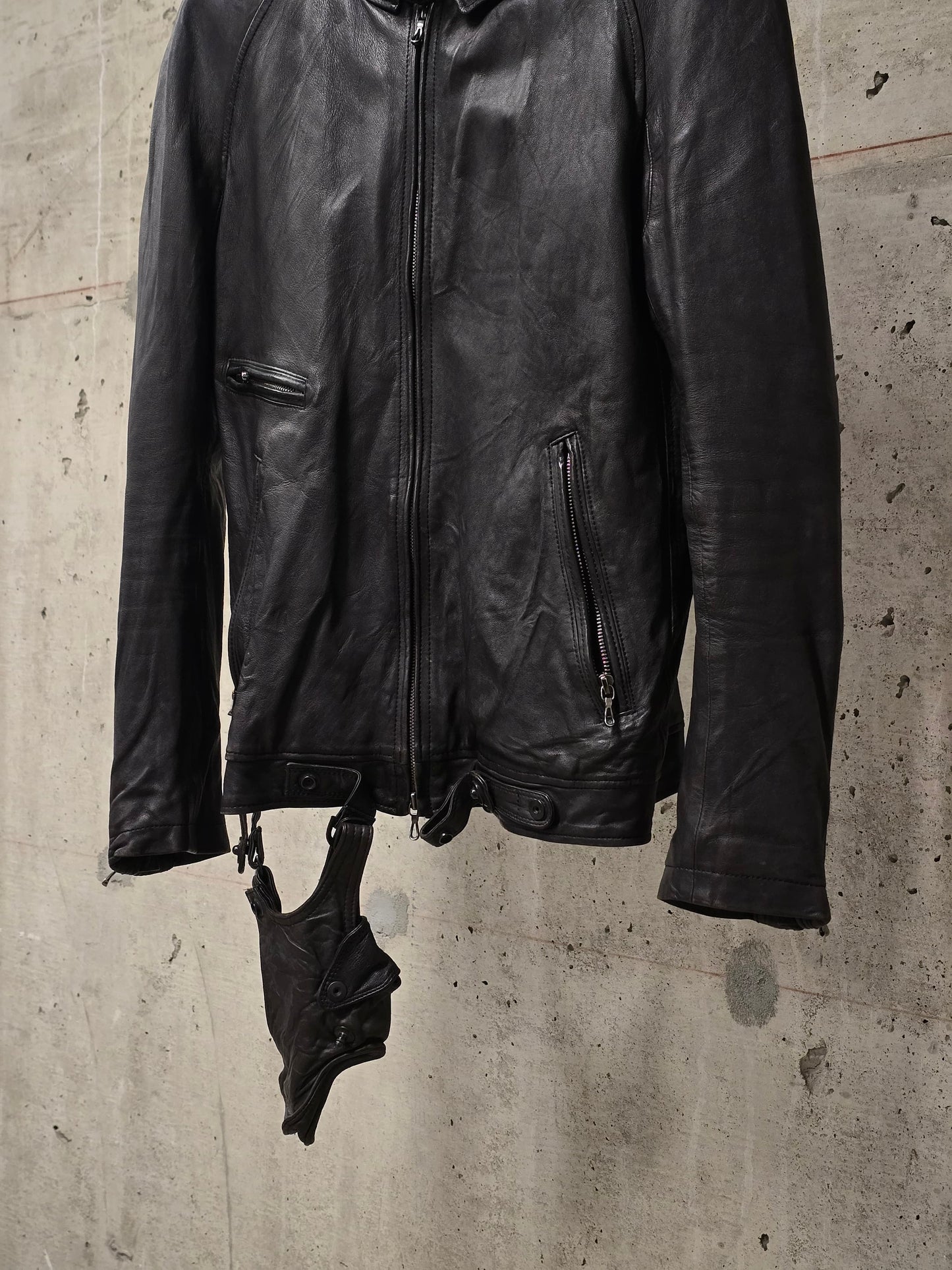 Julius_7 SS10 “neurbanvölker;” Dark Brown Gas-Mask Holster Lambskin Leather Jacket