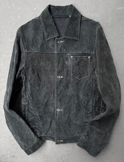 Taichi Murakami AW25 Indigo Hand-Dyed Reverse Calf Leather Work Jacket
