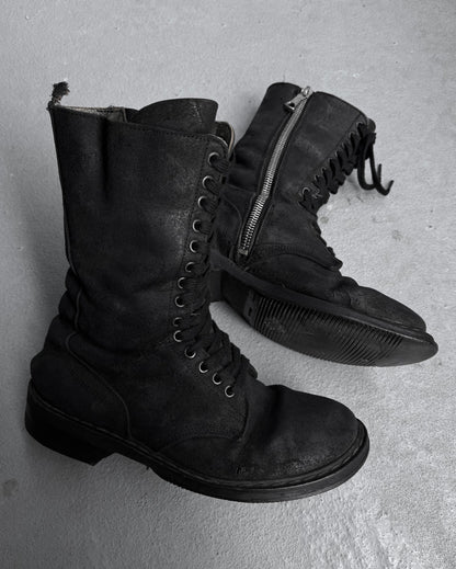 Rick Owens AW09 “CRUST” Blistered Lambskin Leather Lace-up Combat Boots