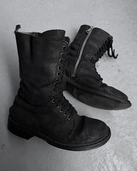 Rick Owens AW09 “CRUST” Blistered Lambskin Leather Lace-up Combat Boots