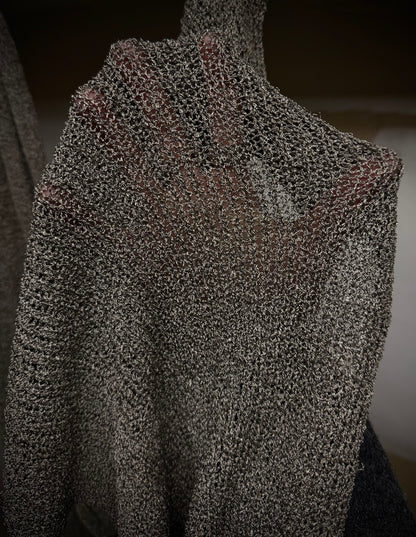 DEEPTI Collection °014-015 ‘K-008 999-999’ Real Silver Hand-knitted Scarf