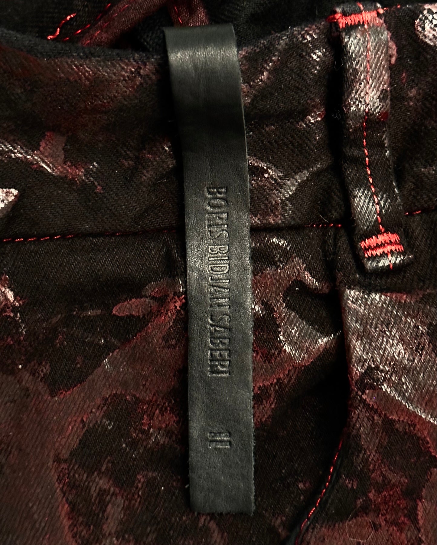 Boris Bidjan Saberi AW15-16 P13-RF ‘Bloor Red’ Object Dyed J-cut Vinyl Coating Denim