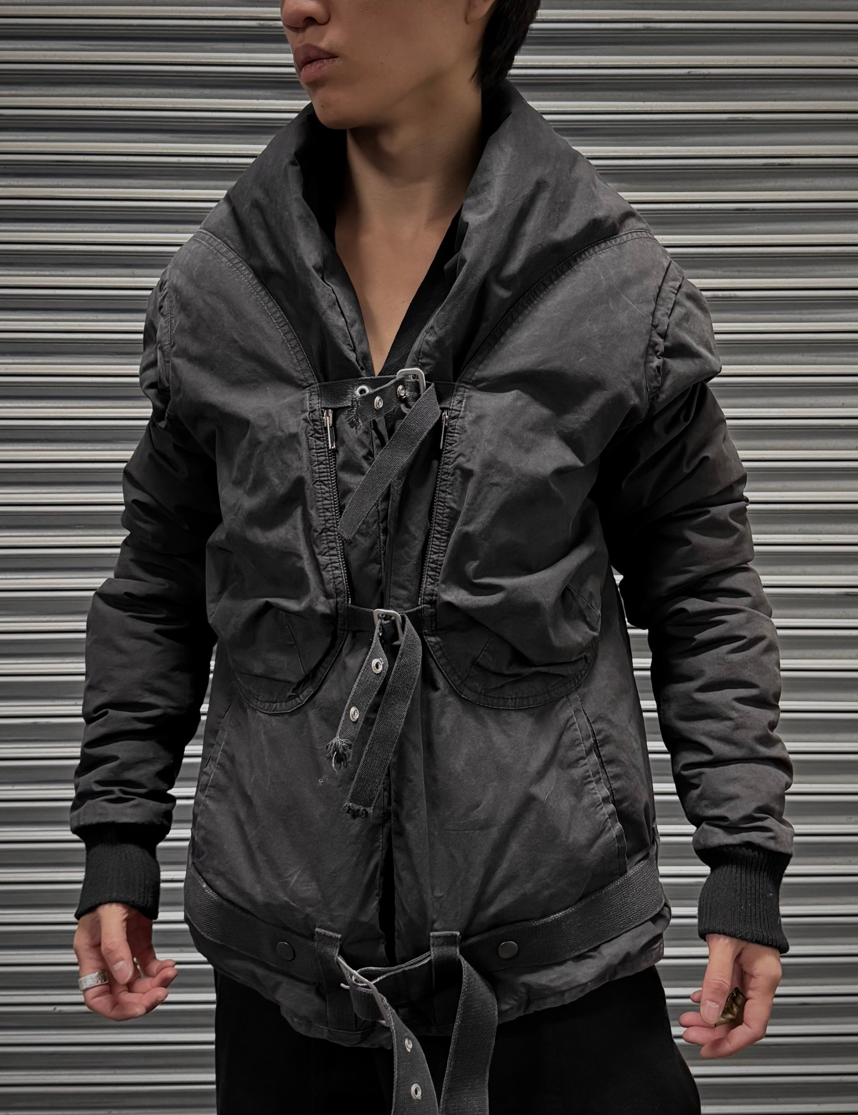 トップス AW2004 rick owens moog knit top archive Rick Owens MOOG black cardigan with long front panels and