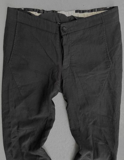 Rick Owens AW08 "STAG" Twisted Seam Frayed Hem Flare Wool Trousers