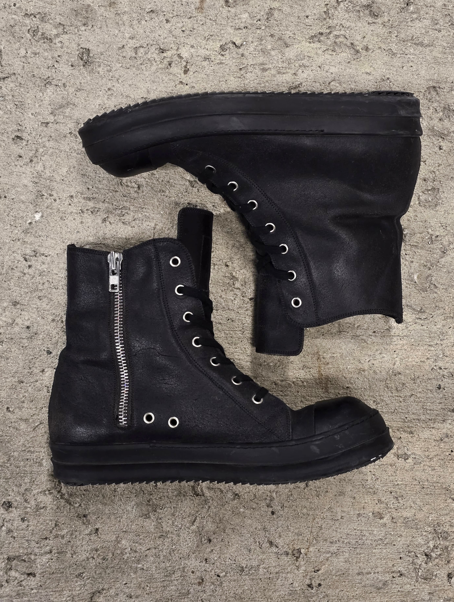 Rick Owens AW12 “MOUNTAIN” Reverse Cow Leather High Top Ramones Sneakers