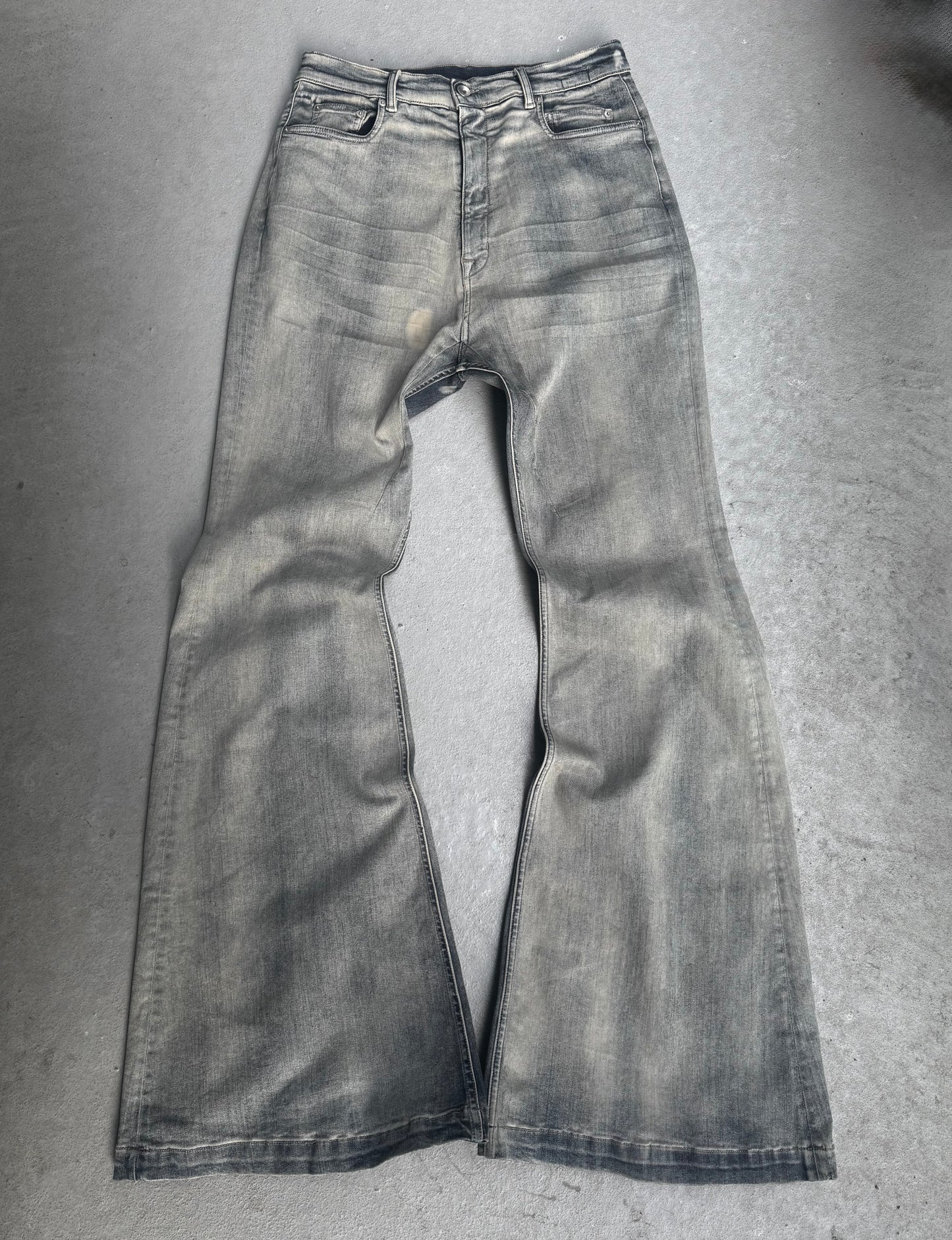 Rick Owens DRKSHDW AW24 "PORTERVILLE" SKY Bolans Bootcut Denim