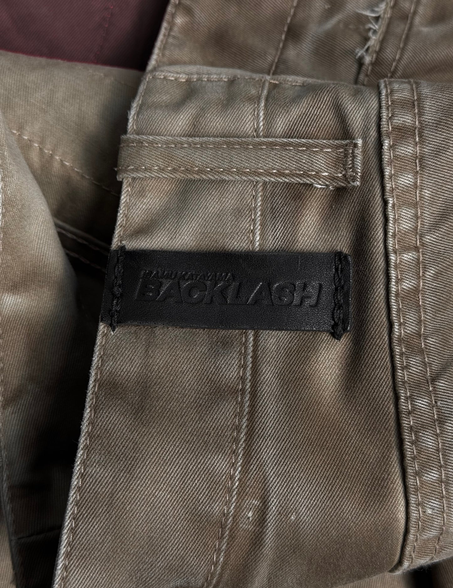 Isamu Katayama “BACKLASH” SS11 Dirty Mud-washed Python Skin Patches Chino Bootcut Pants