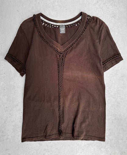 Number (N)ine SS07 “About a Boy” Braided Cutout Brown T-shirt