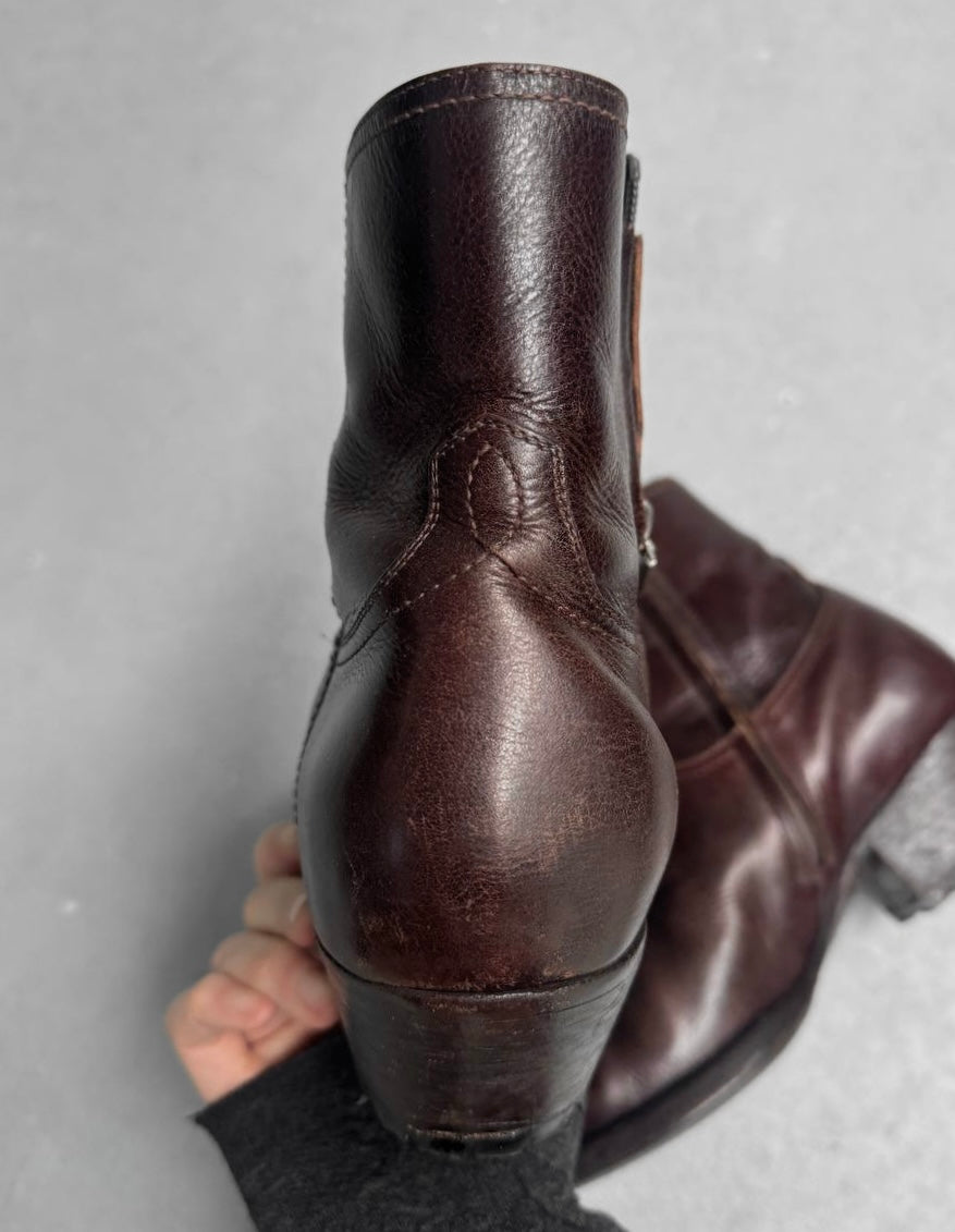 Saint Laurent Paris AW18 Military Brown 'Lukas' Western Boots