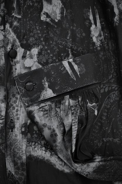 kiryuyrik AW23 Grey Butterfly Nature Print French Cuff Shirt detail | DRIEW GARMENTS