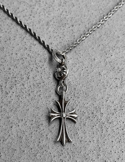 Chrome Hearts 925 Silver CH Ball Tiny Cross Pendant