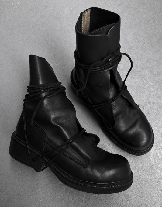 Dirk Bikkembergs AW94-95 Black Leather Military Lace-through Boots