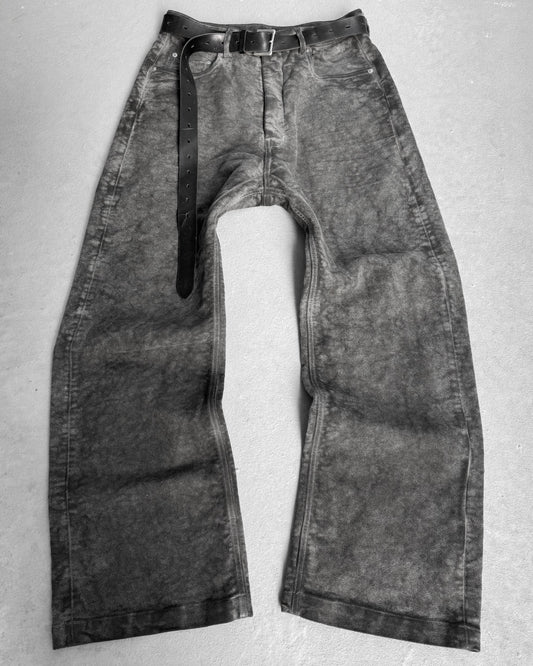 Rick Owens AW24 “PORTERVILLE” Dust Waxed Moleskin ‘Geth Cut’ Wide Leg Denim