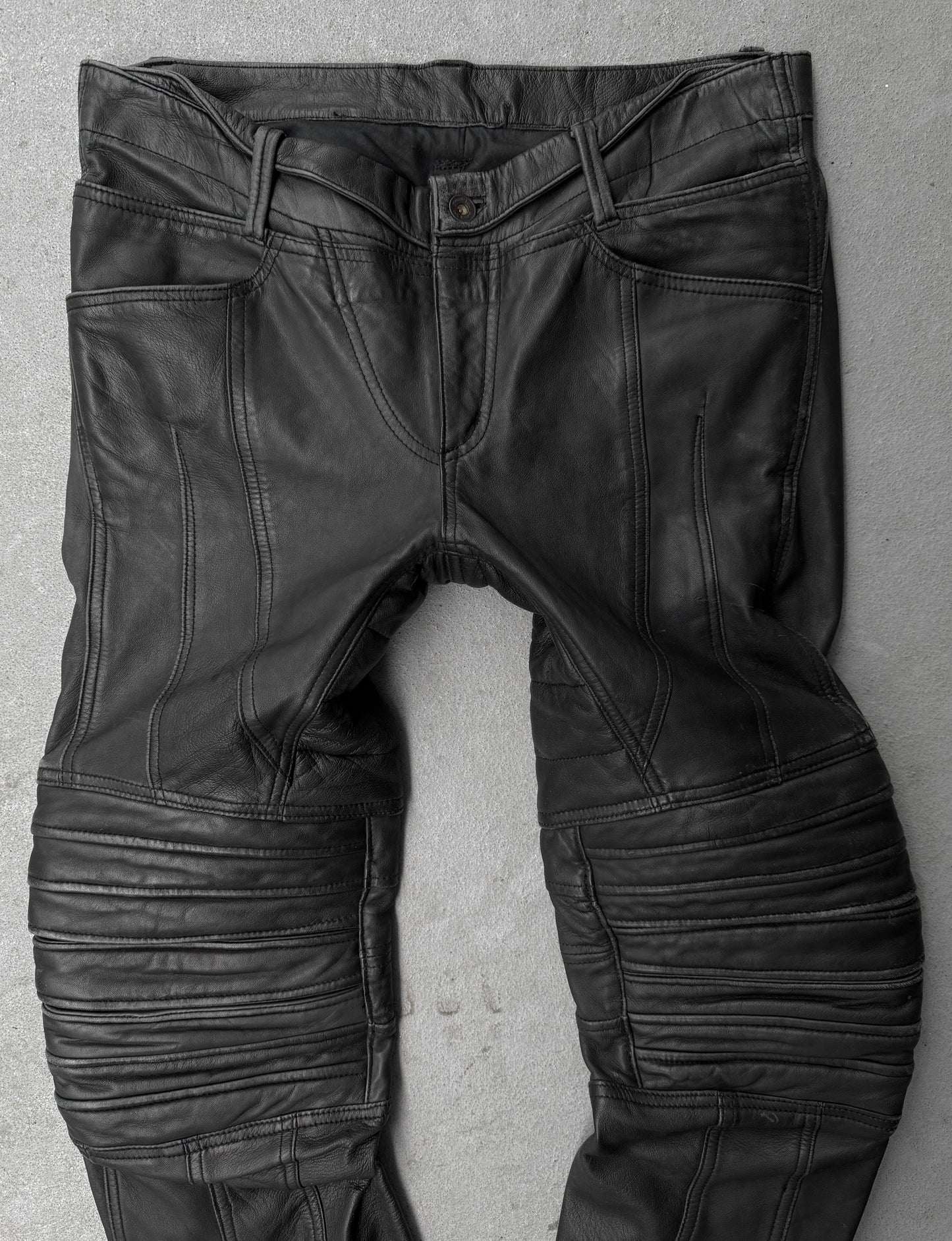 Yasuyuki Ishii Early 00s Padded Biker Sheepskin Leather Pants