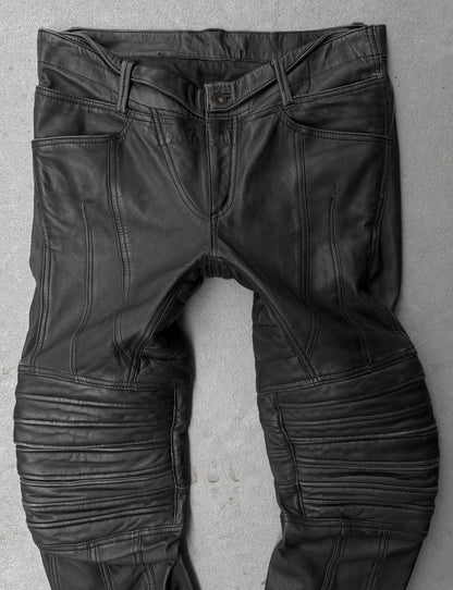 Yasuyuki Ishii Early 00s Padded Biker Sheepskin Leather Pants