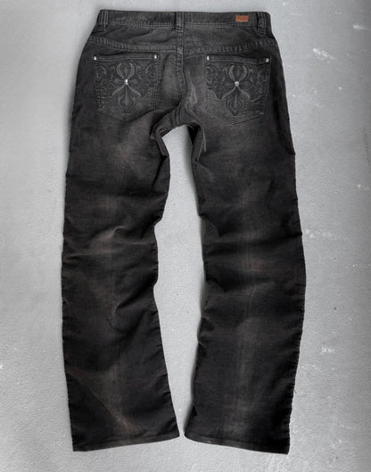 NICOLE CLUB FOR MEN Early 00s Coduroy Studded Bootcut Pants
