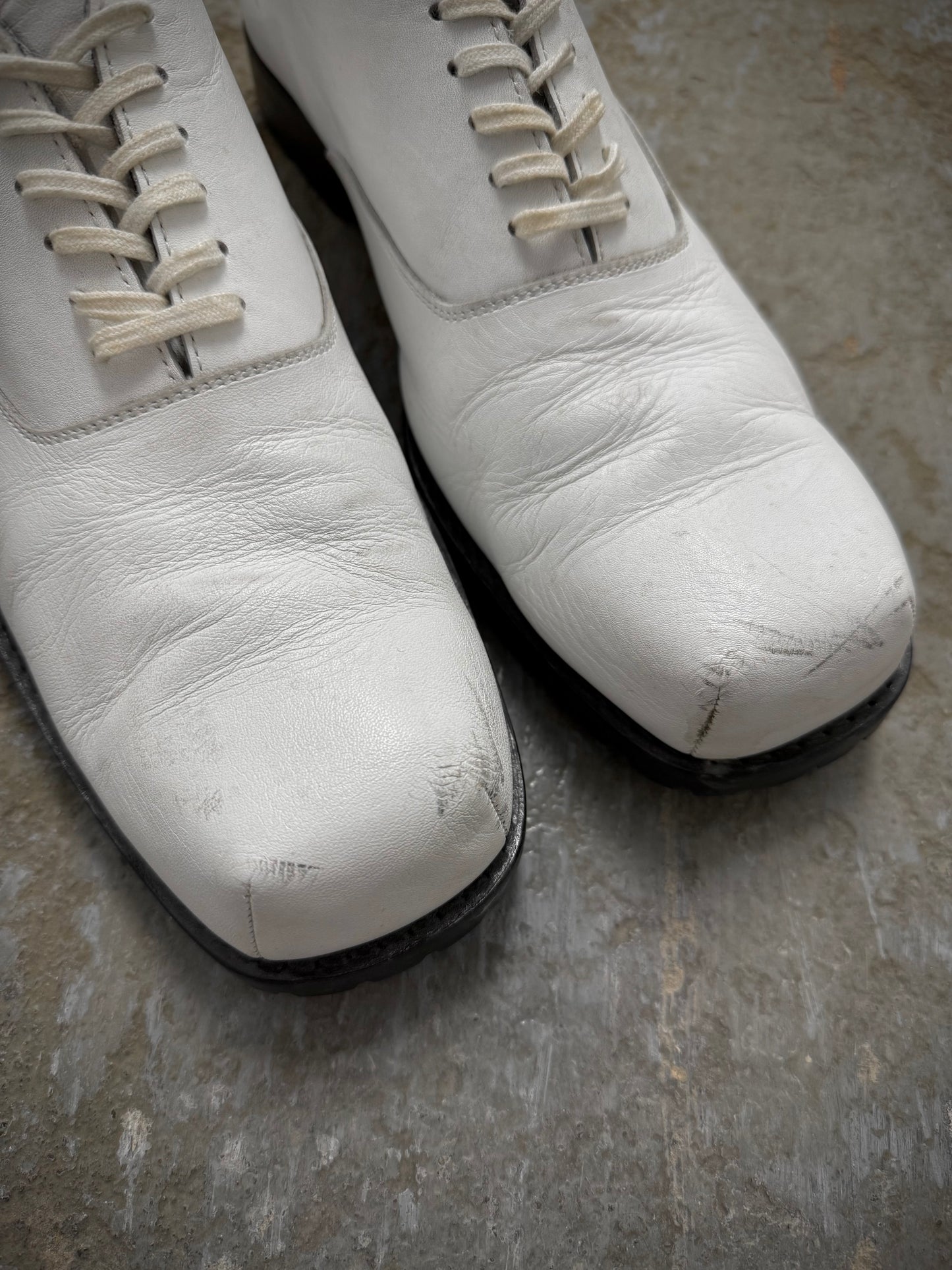 COMME des GARÇONS HOMME PLUS SS11 White Square Toe Leather Derbies detail | DRIEW GARMENTS