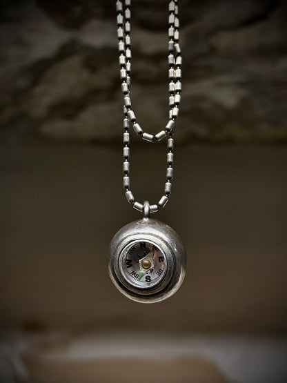 Carol Christian Poell ‘MM/2650’ Silver Compass Ball Pendant Necklace detail | DRIEW GARMENTS