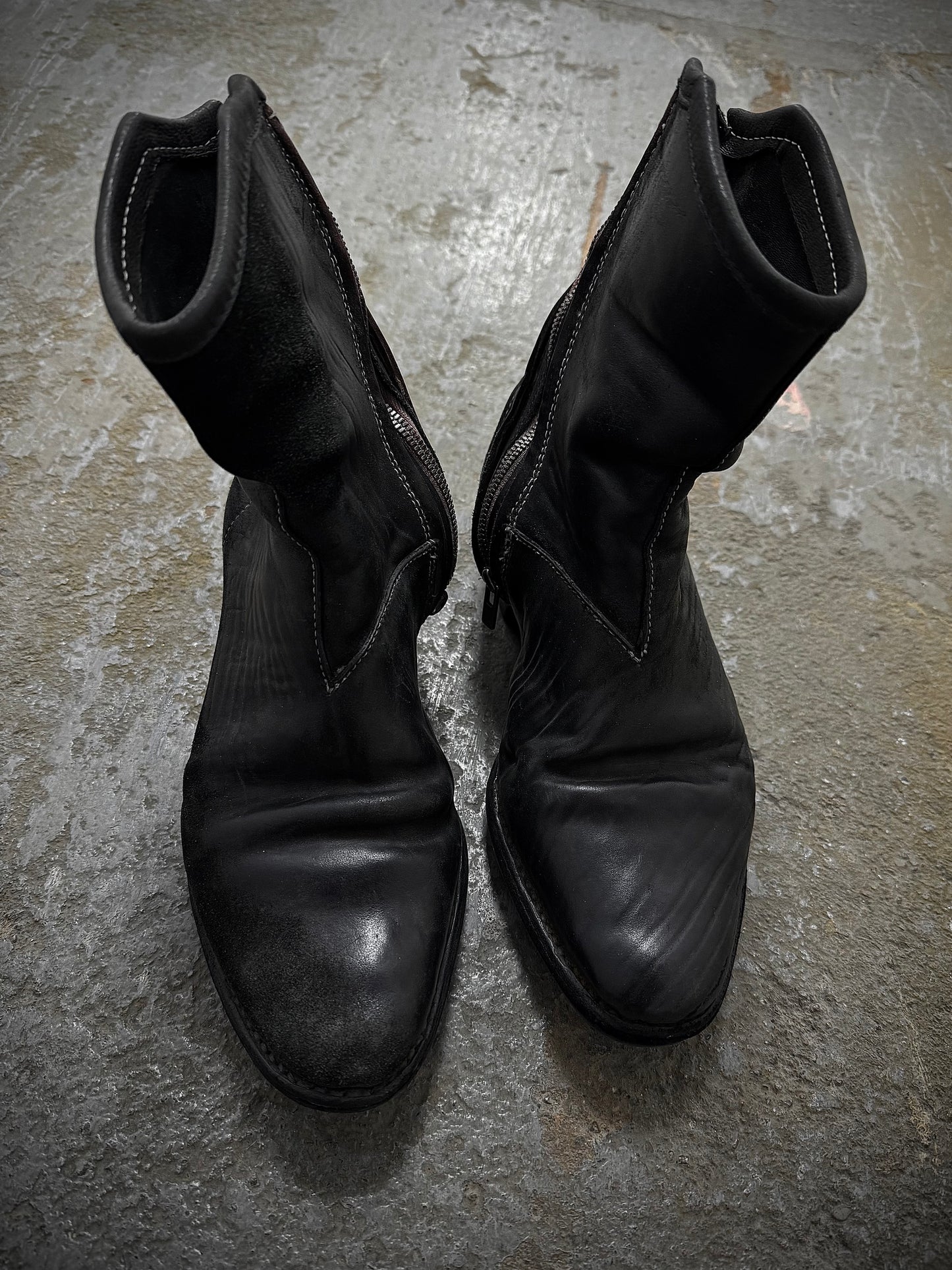 Carol Christian Poell 'AM/2601 CUBS-PTC/10' Object-dyed Horse Culatta Leather Tornado Boots detail | DRIEW GARMENTS