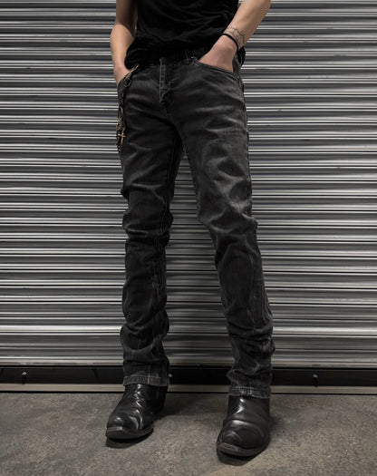 Tornado Mart Early 00s Grey Marbled Wash Skinny Bootcut Denim