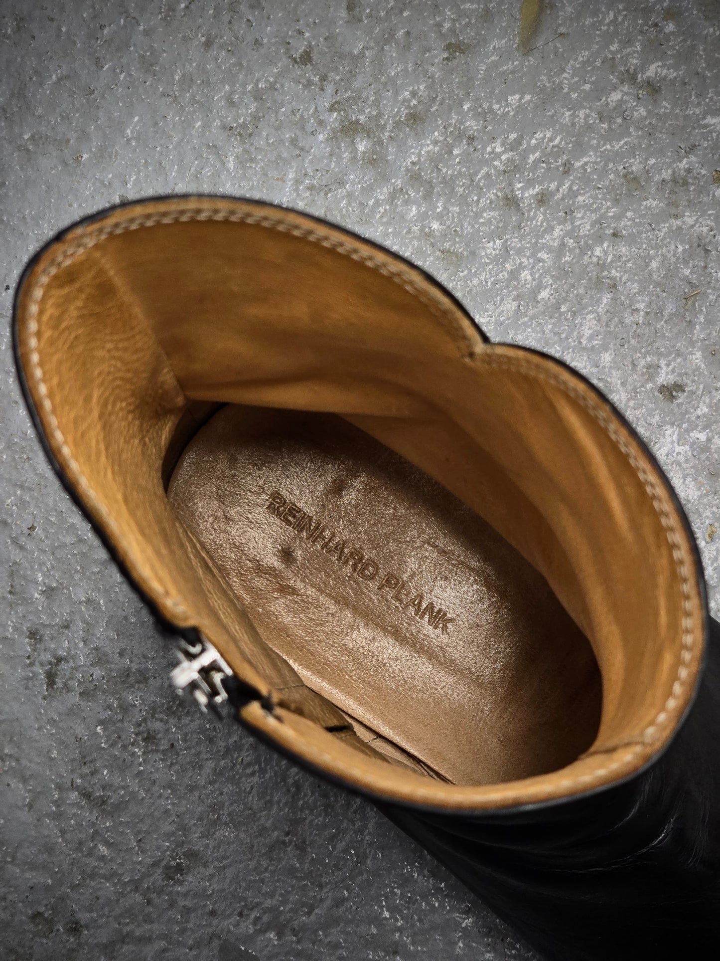 REINHARD PLANK Side Zip Cow Leather Western Boots