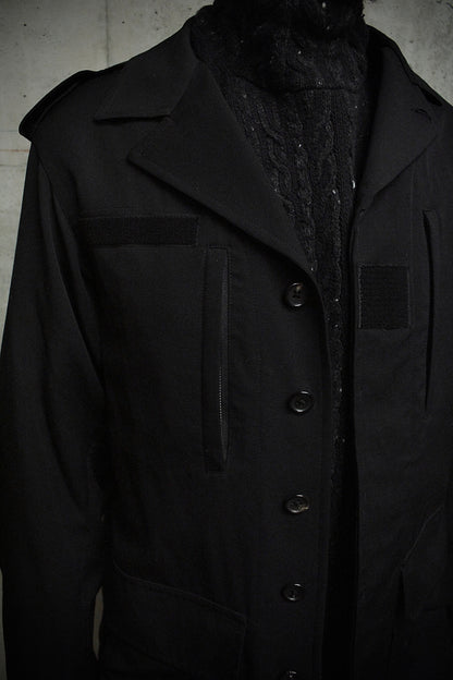 Yohji Yamamoto POUR HOMME AW16 Unlined Wool Gabardine Military Field Jacket detail | DRIEW GARMENTS