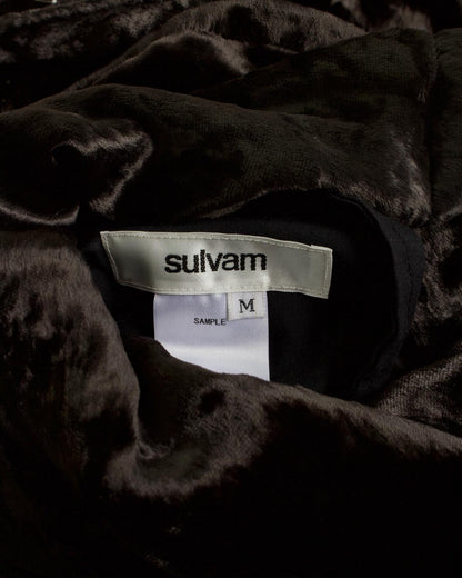 brand tag detail shot Sulvam SS17 *SAMPLE* Wide Cut Velour Dress Pants