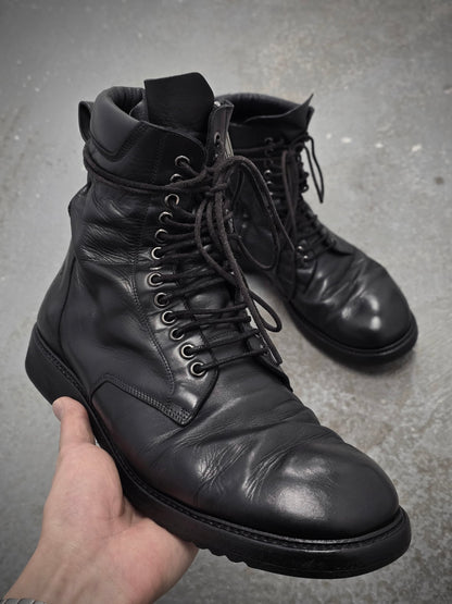 Rick Owens SS15 "FAUN" Goodyear Flex Calf Leather Side Zip Combat Boots