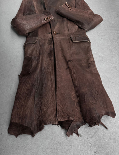 MiharaYasuhiro Early 00s Distressed Sheepskin Leather Coat