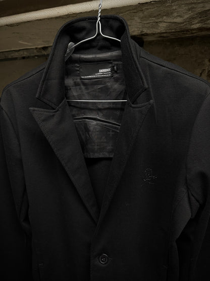 ABORDAGE Early 00s Rhinestone Skull Embellished Peak Lapel Blazer detail | DRIEW GARMENTS