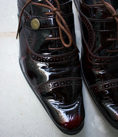 alfredoBANNISTER Early 00s Patent Leather Pointy Toe Derbies