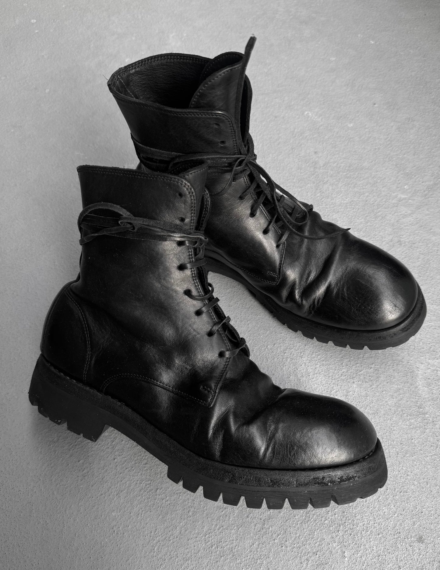 GUIDI '795V' Black Horse Leather Lace-up Boots