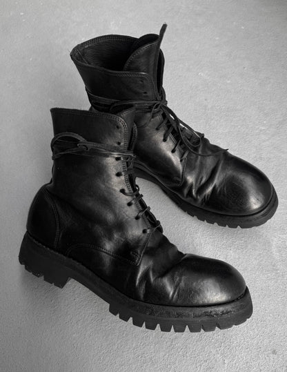 GUIDI '795V' Black Horse Leather Lace-up Boots