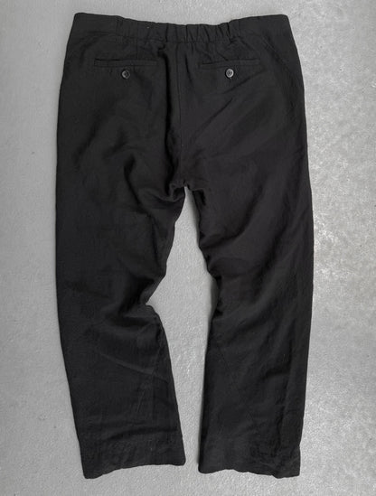 Rick Owens AW08 "STAG" Twisted Seam Frayed Hem Flare Wool Trousers