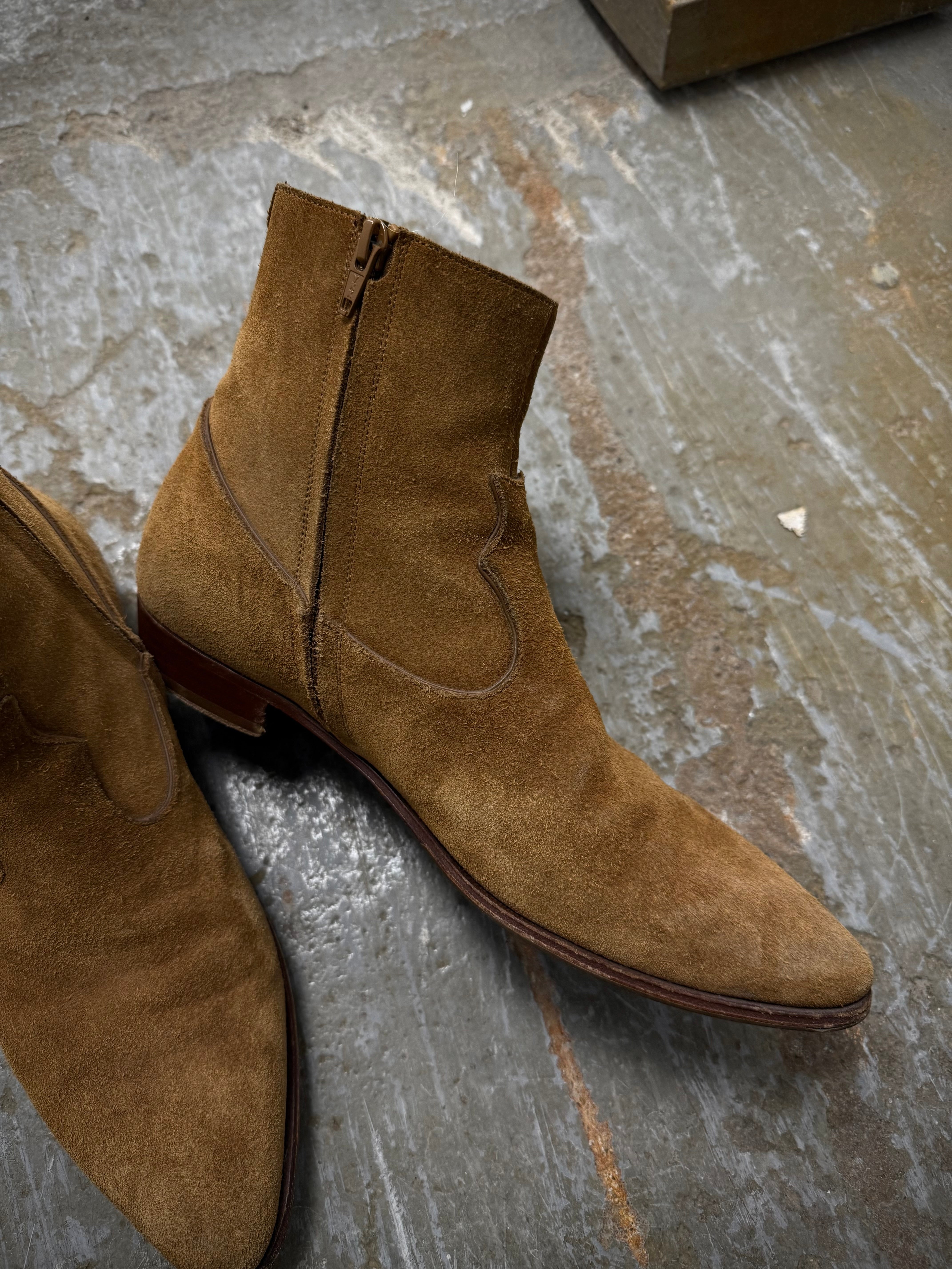 CELINE Hedi Slimane SS19 Jacno Suede Side Zip Boots – DRIEW
