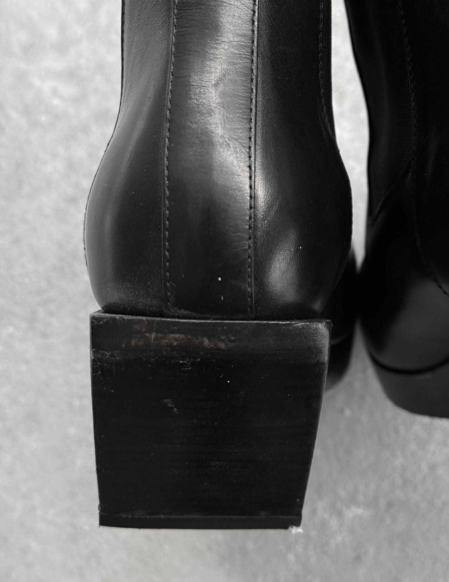 Rick Owens SS22 "FOGACHINE" Heeled Sliver Calf Leather Chelsea Boots detail | DRIEW GARMENTS