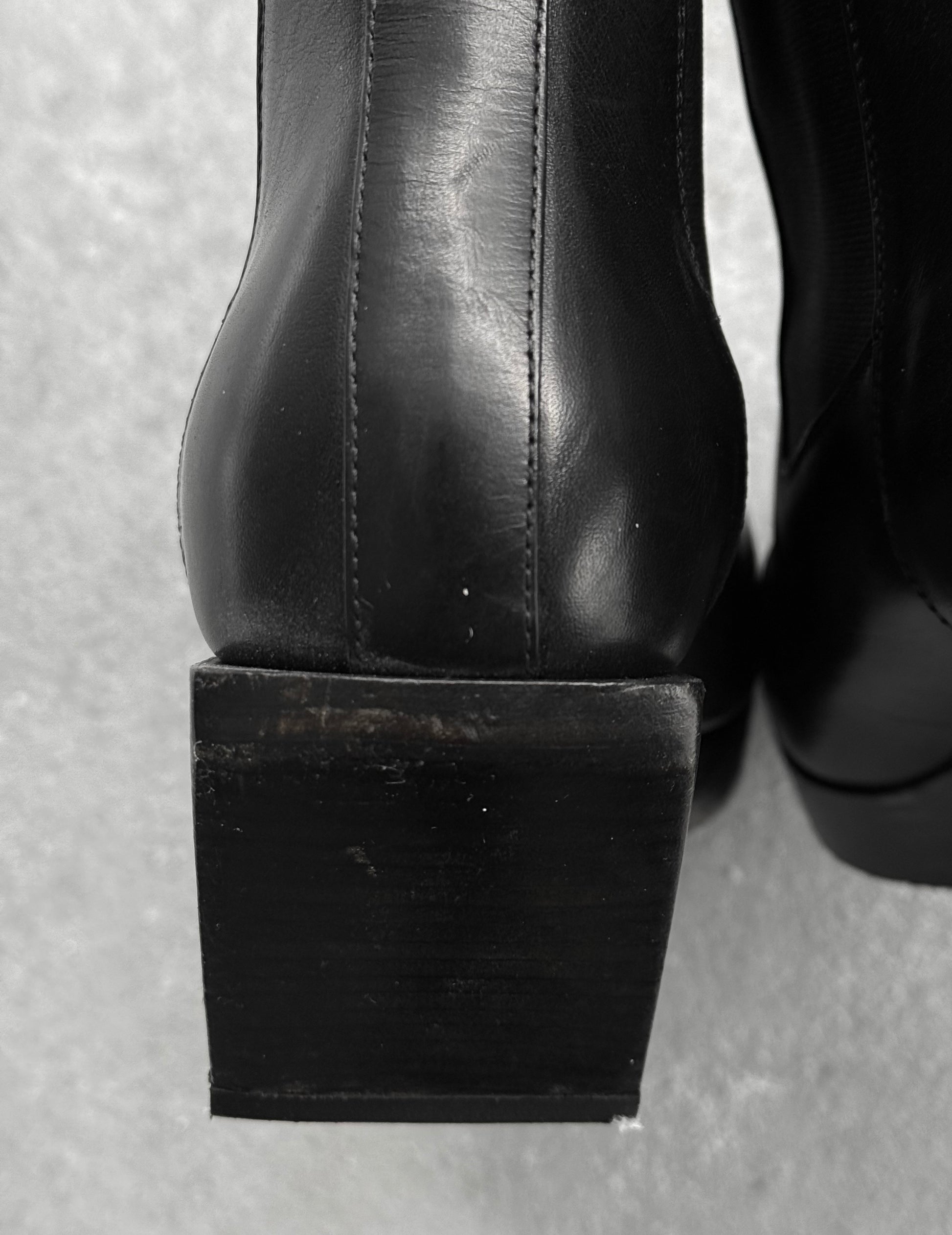 Rick Owens SS22 "FOGACHINE" Heeled Sliver Calf Leather Chelsea Boots detail | DRIEW GARMENTS
