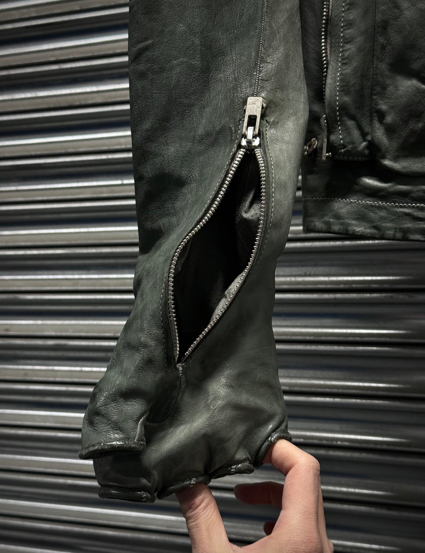 Carol Christian Poell 'LM/2599G-SP ROOMS-PTC/19' Spine Elbow & Hand High Neck Leather Jacket detail | DRIEW GARMENTS