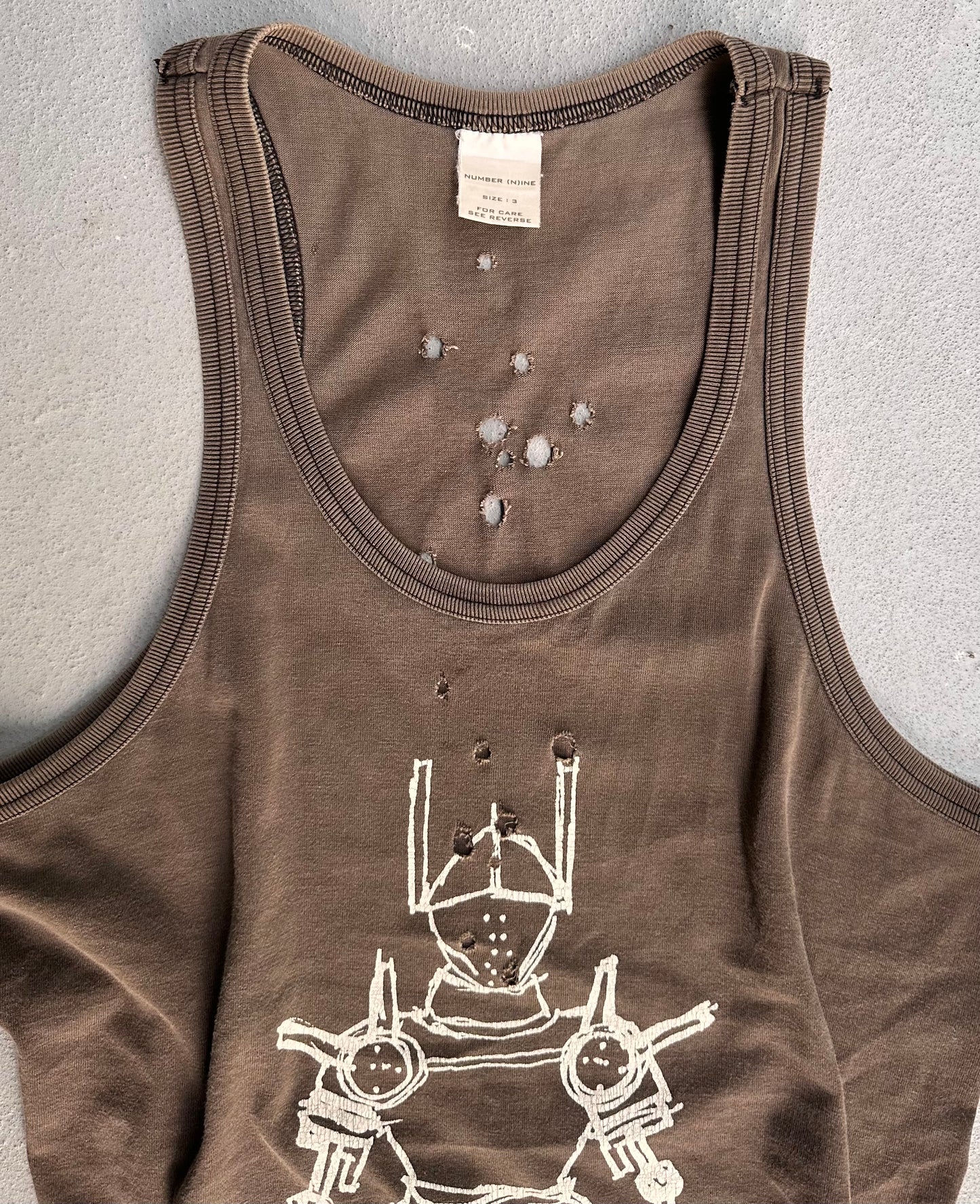 Number (N)ine SS01 “Time Migration” ‘Knight’ Bullet Holes Tank-Top