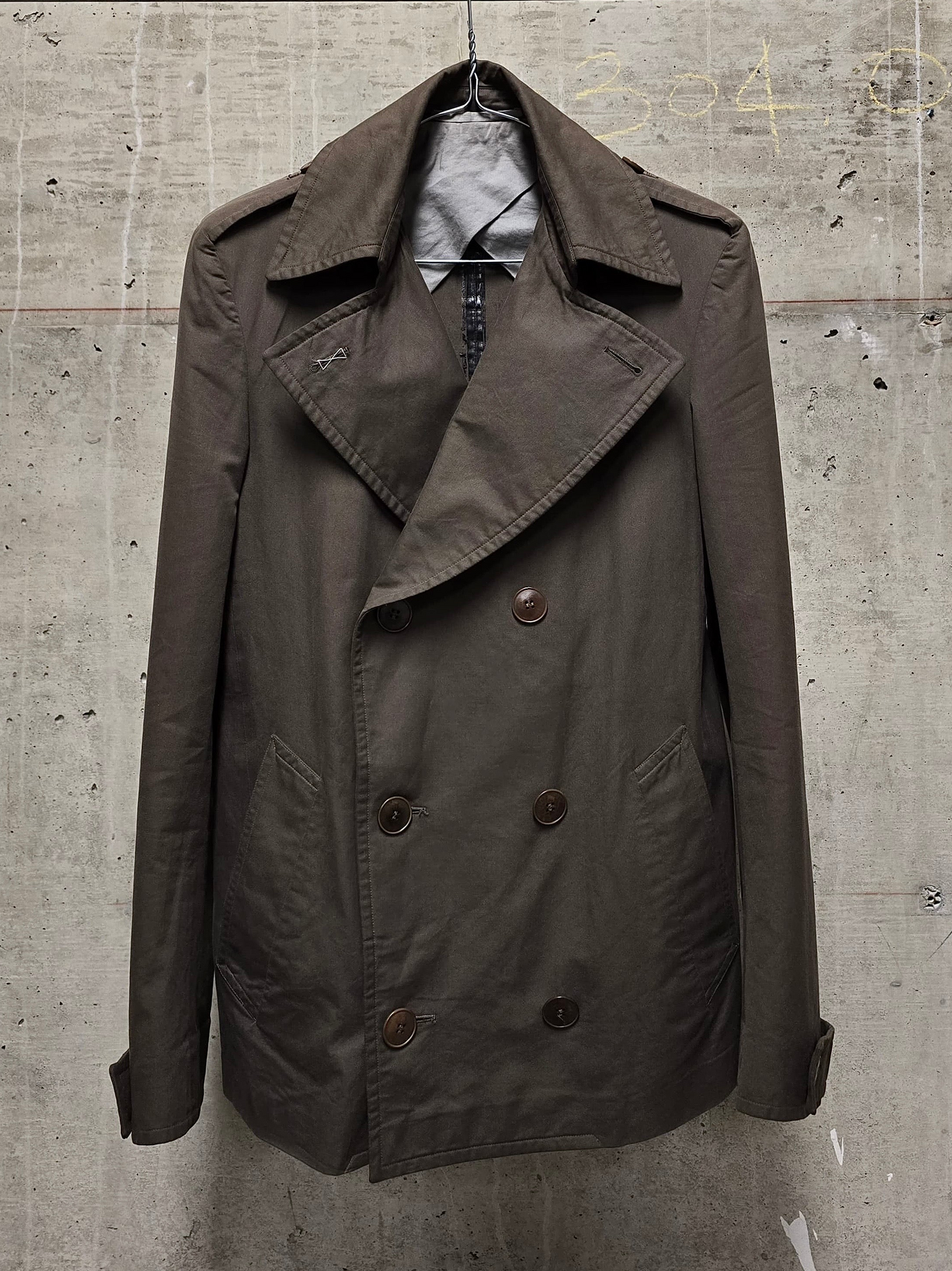 Carol Christian Poell SS03 'OM/1786T WEAVE/14' Dark Khaki Caban Coat