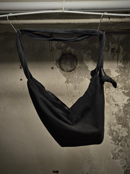 DAMIR DOMA SILENT by DAMIR DOMA 2010s Washed Black Cotton Canvas Zipper X-Back Pack detail | DRIEW GARMENTS